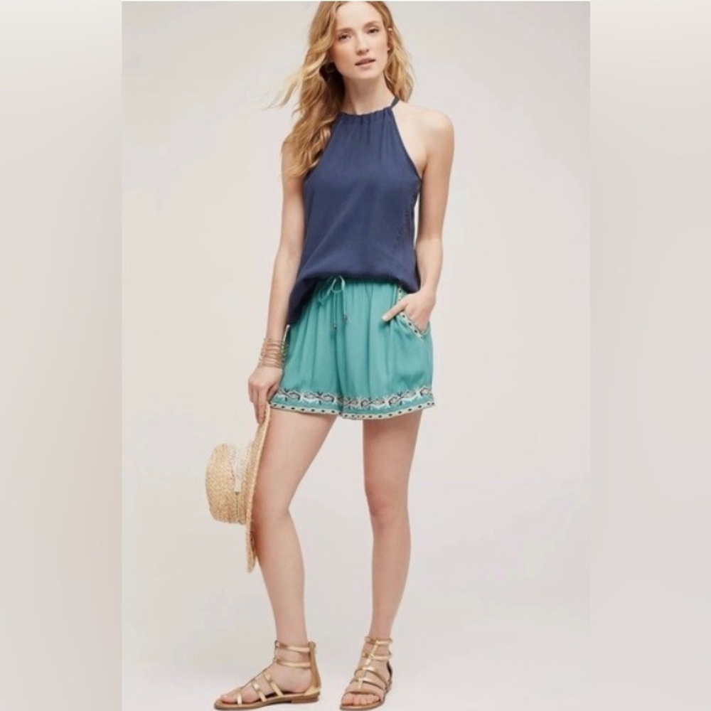 Anthropologie HEI HEI‎ Embroidered Isle Pullon Shorts